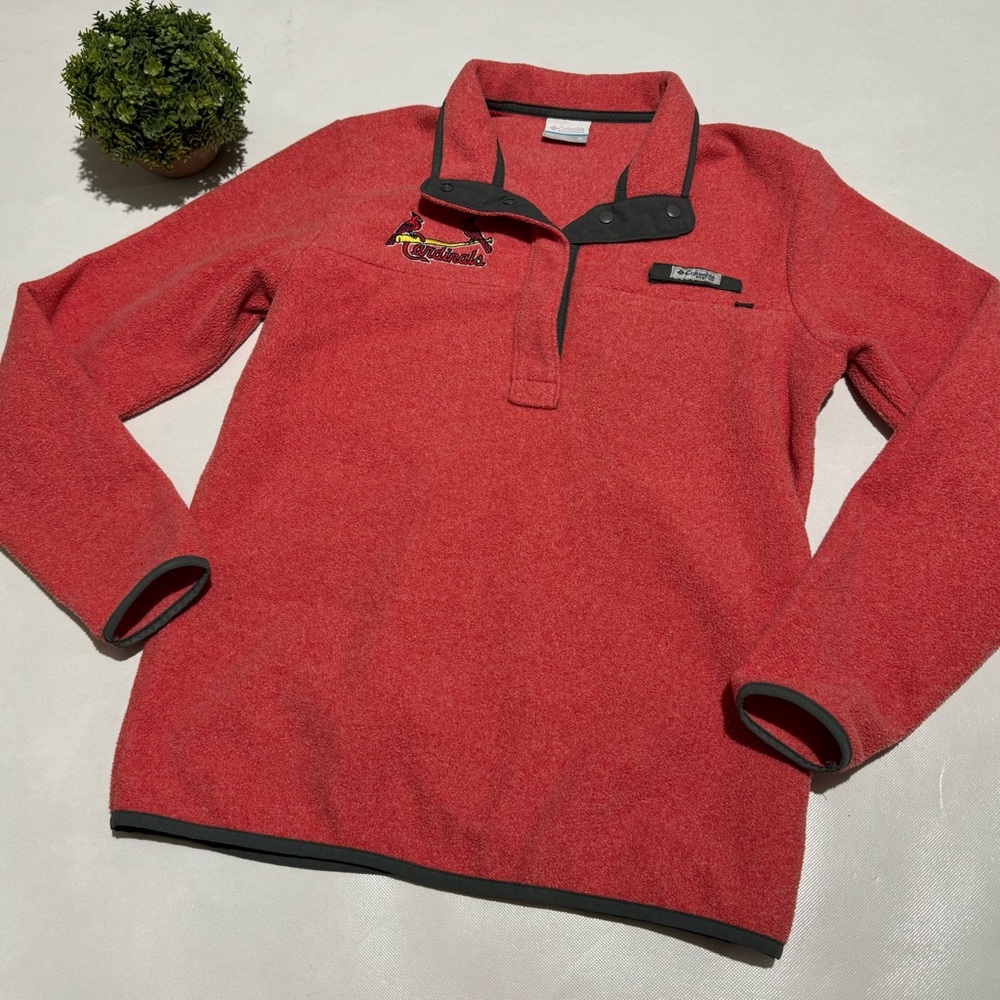 Columbia‎ St Louis Cardinals Baseball Fleece Quarter Snap Pullover Size Medium